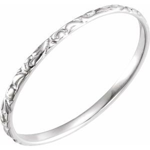 14K White Gold Polished Youth Etched Ring Size 3