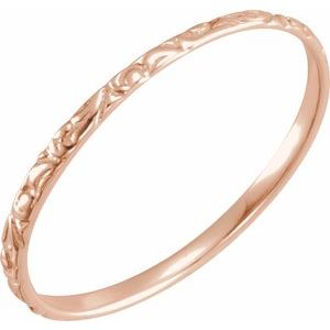 14K Rose Gold Polished Youth Etched Ring Size 3