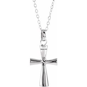 Sterling Silver Without Box Polished Plain Cross Ash Holder Necklace