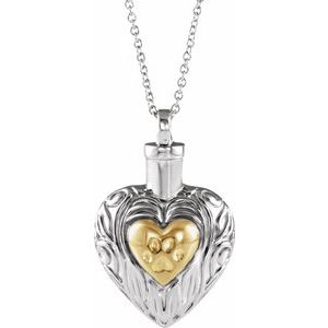 Sterling Silver 31.6 X 19.5 Mm 18 In Polished Pet Heart Ash Holder Necklace