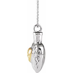 Sterling Silver 31.6 X 19.5 Mm 18 In Polished Pet Heart Ash Holder Necklace