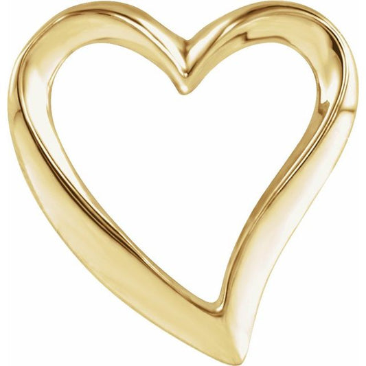 18K Yellow / 16 X 15 Mm Polished Heart Slide Pendant