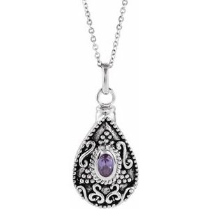 Sterling Silver June Without Box Polished June Tear Shaped Birthstone Ash Holder Necklace
