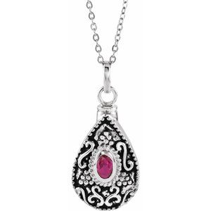Sterling Silver July Without Box Polished July Tear Shaped Birthstone Ash Holder Necklace