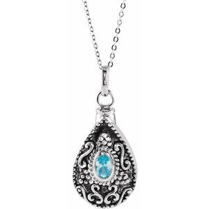 Sterling Silver March Without Box Polished March Tear Shaped Birthstone Ash Holder Necklace