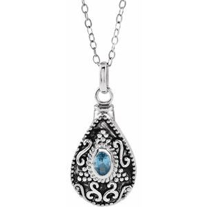 Sterling Silver December Without Box Polished December Tear Shaped Birthstone Ash Holder Necklace