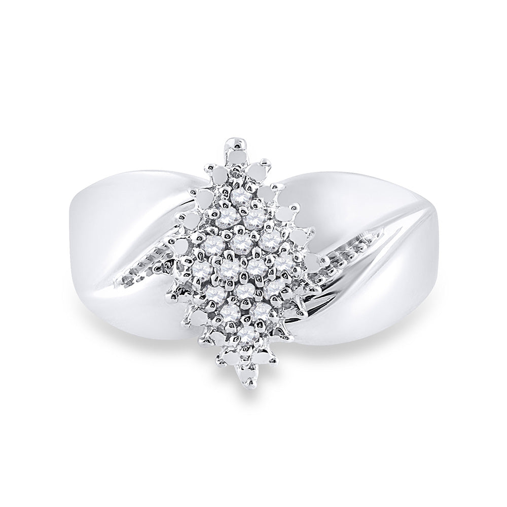 Sterling Silver Womens Round Diamond Cluster Ring 1/8 Cttw, Womens Size: 5-10