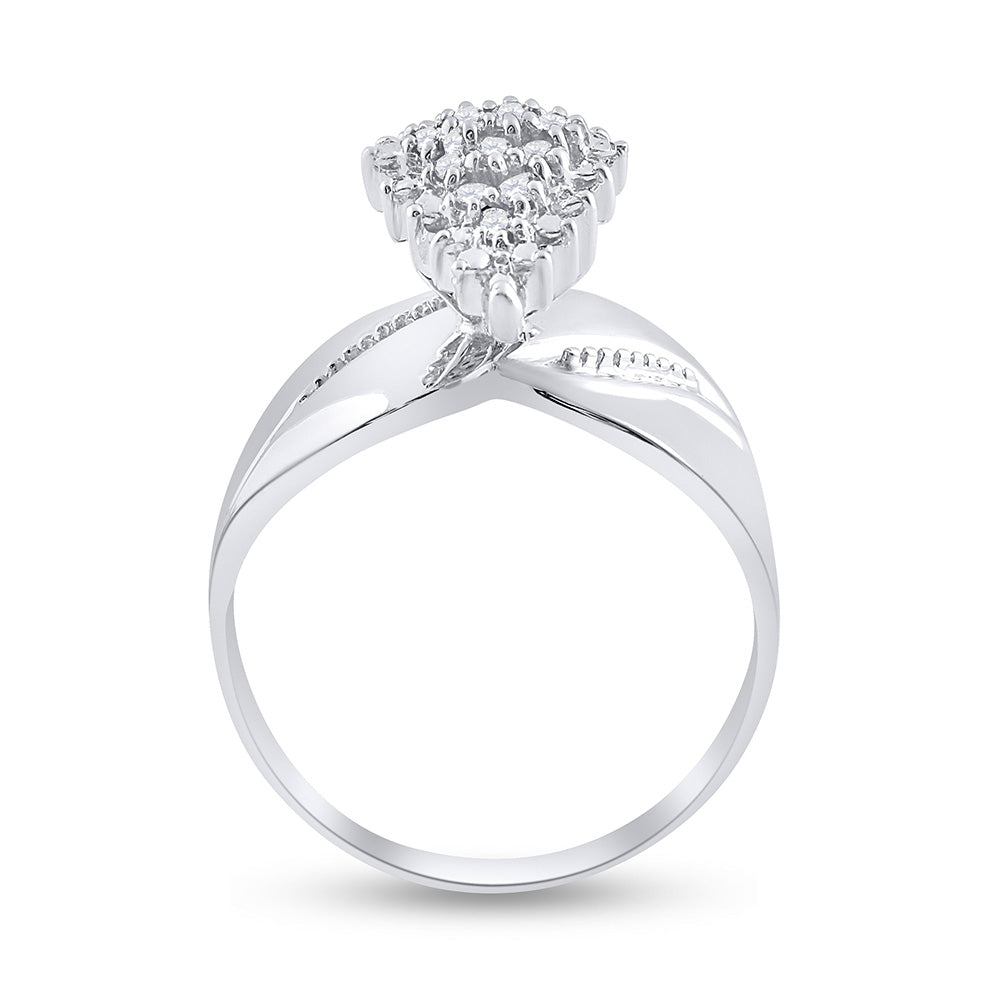 Sterling Silver Womens Round Diamond Cluster Ring 1/8 Cttw, Womens Size: 5-10