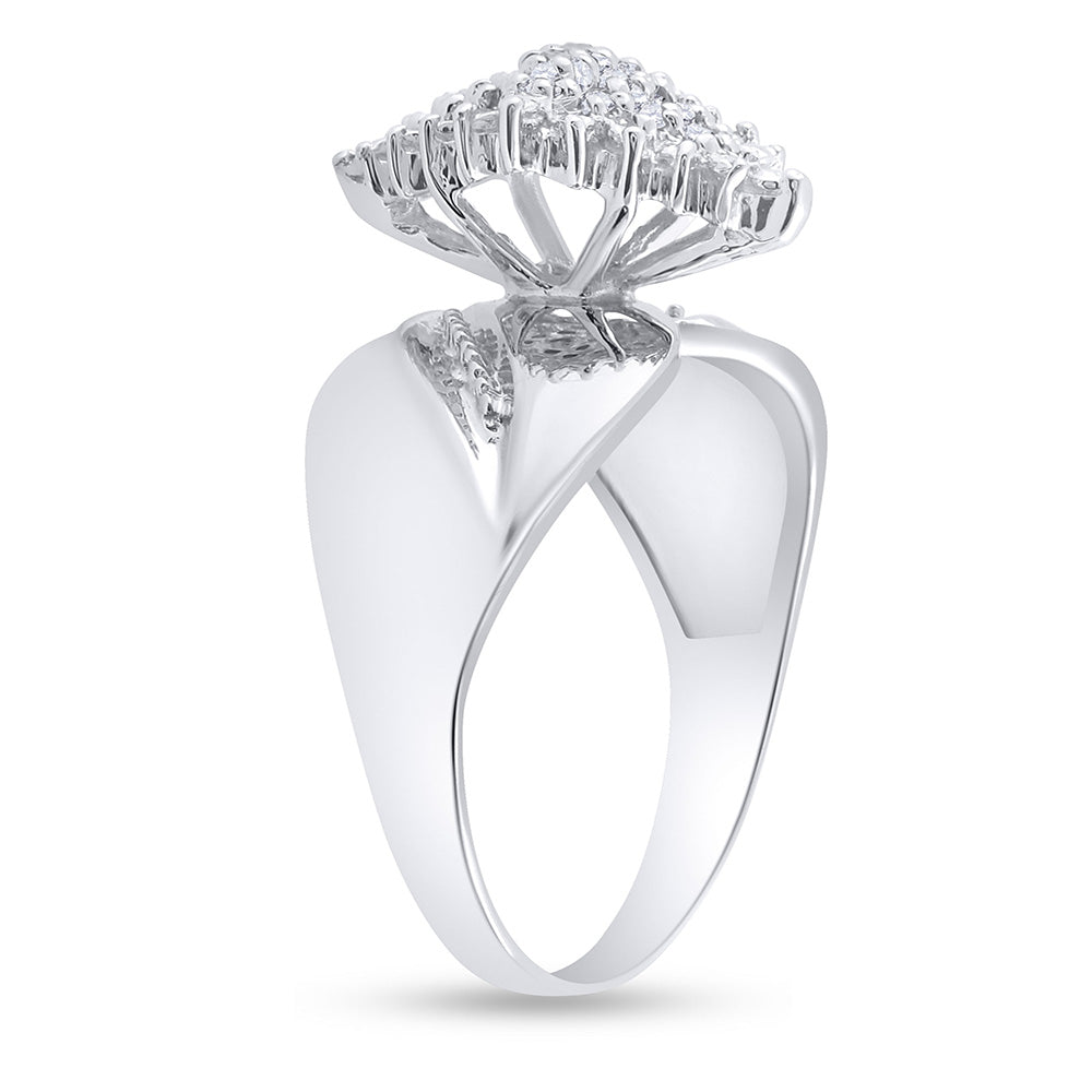 Sterling Silver Womens Round Diamond Cluster Ring 1/8 Cttw, Womens Size: 5-10