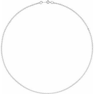 Rhodium-Plated Sterling Silver Spring Ring Cable Chain, Length: 16 In, Width: 2.1 Mm