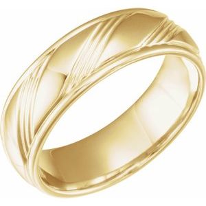 14K Yellow Gold 6.75 Mm Polished Fancy Band Size 10.5