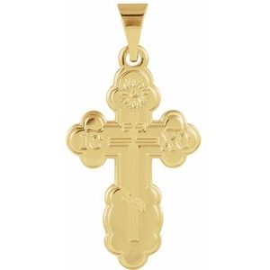 14K Yellow Gold 19 X 13 Mm Polished St. Olga Orthodox Cross Pendant