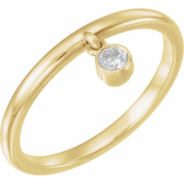 14K Yellow Gold Round 3 Mm Polished 1/10 Ct Natural Diamond Fringe V Ring, Size 7