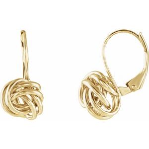 14K Yellow Gold 18.7 X 10 Mm Pair Leverbacks Polished Knot Earrings
