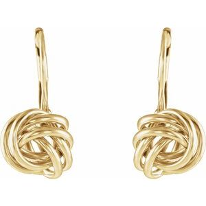 14K Yellow Gold 18.7 X 10 Mm Pair Leverbacks Polished Knot Earrings
