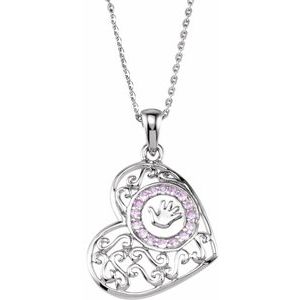 Sterling Silver Round 1.5 Mm  Handprints Girl Necklace, Length: 18 In