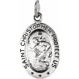 Sterling Silver 24 X 16 Mm Polished St. Christopher Medal