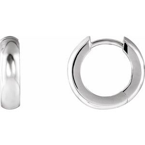 14K White Gold Pair Hinged Earrings, Length: 14.25 Mm, Thickness: 3.5 Mm