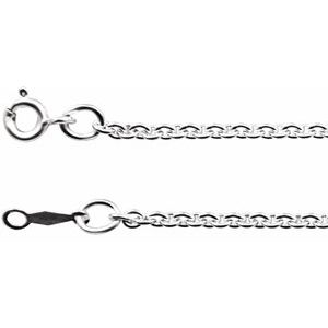 Rhodium-Plated Sterling Silver Spring Ring Cable Chain, Length: 16 In, Width: 2.1 Mm