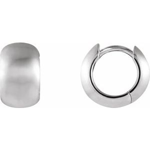 Sterling Silver Pair Hinged Earrings, Length: 11.5 Mm, Thickness: 6.7 Mm