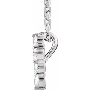 14K White Gold Round Si1-Si2, G-H 16-18 In Polished Lab-Grown Diamond Cross Necklace