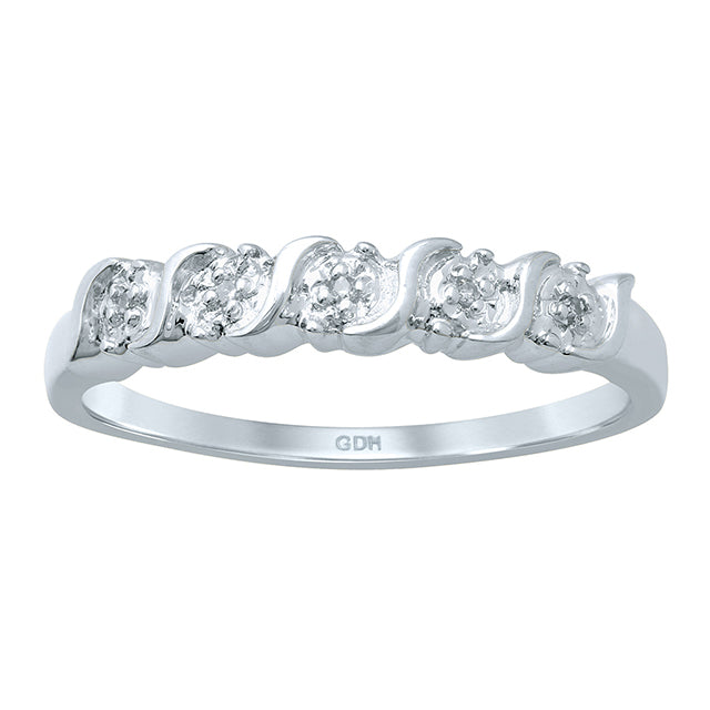 10K White Gold 0.02 Cttw Round Diamond Ladies Ring Band