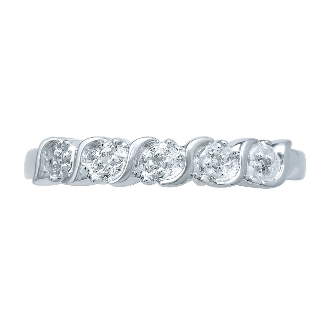 10K White Gold 0.02 Cttw Round Diamond Ladies Ring Band