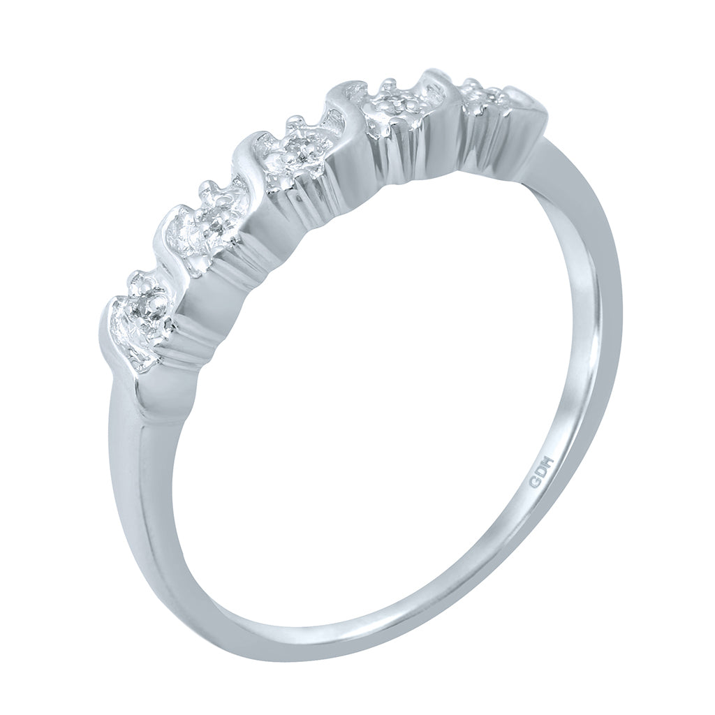 10K White Gold 0.02 Cttw Round Diamond Ladies Ring Band