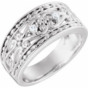 14K White Gold Round 1.8 Mm Polished .05 Ct Natural Diamond Ring Size 7