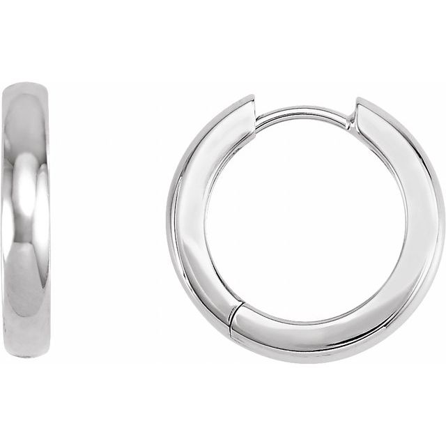 14K Yellow Or White Gold Or Sterling Silver Or Platinum Pair Hinged Polished Huggie Hoop Earrings