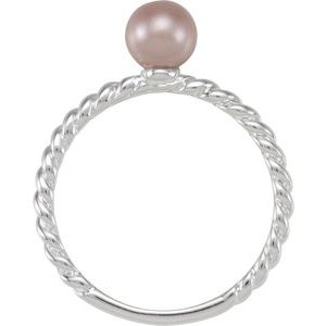 Sterling Silver Pearl 6 Mm Imitation Pink Pearl Rope Stackable Ring Size 7