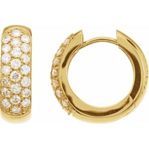 14K Yellow Gold Pair Round Shape 1.7Mm Si2-Si3, Ghi 7/8 Ctw Lab-Grown Diamond Hoop Earrings, Length: 17.3 Mm, Thickness: 5.5 Mm