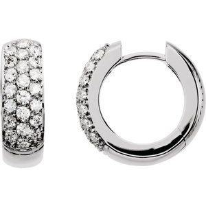 14K White Gold Pair Round Shape 1.7Mm Si2-Si3, Ghi 7/8 Ctw Lab-Grown Diamond Hoop Earrings, Length: 17.3 Mm, Thickness: 5.5 Mm