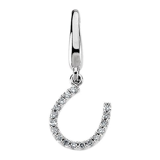14K White Gold Round 1Mm I1, G-H 20.4 X 8.5 Mm Polished .07 Ctw Natural Diamond Horseshoe Charm/Pendant