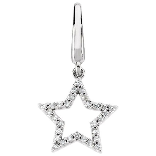 14K White Gold Round 1Mm I1, G-H Polished 1/8 Ctw Natural Diamond Star Charm/Pendant