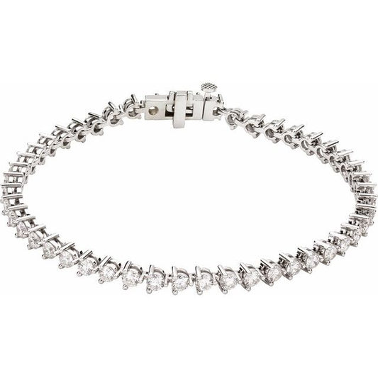 14K White Or Rose Gold Round  3Mm  Vs, F+ 7 1/4 In Polished 4 3/4 Ctw Lab-Grown Diamond Bracelet