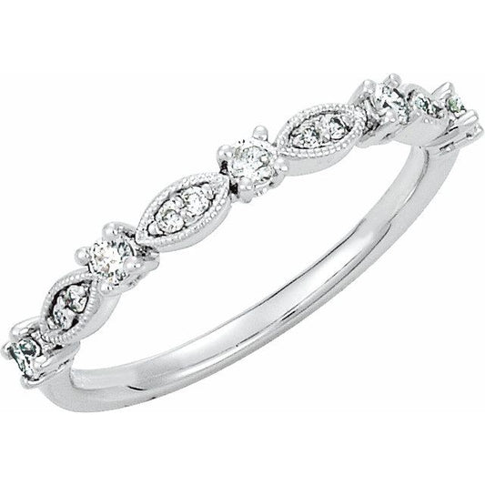 Platinum Round 2 Mm Polished 1/5 Ctw Natural Diamond Stackable Ring, Size 7