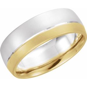 14K White/Yellow Gold Grooved Band With Bead Blast Finish Size 8.5