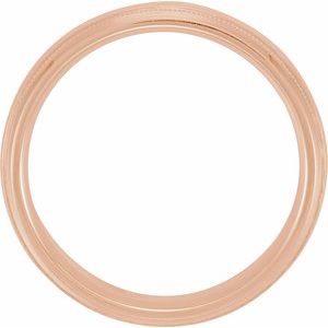 18K Yellow Or White Or Rose Gold Milgrain Edge Comfort-Fit Half Round Band