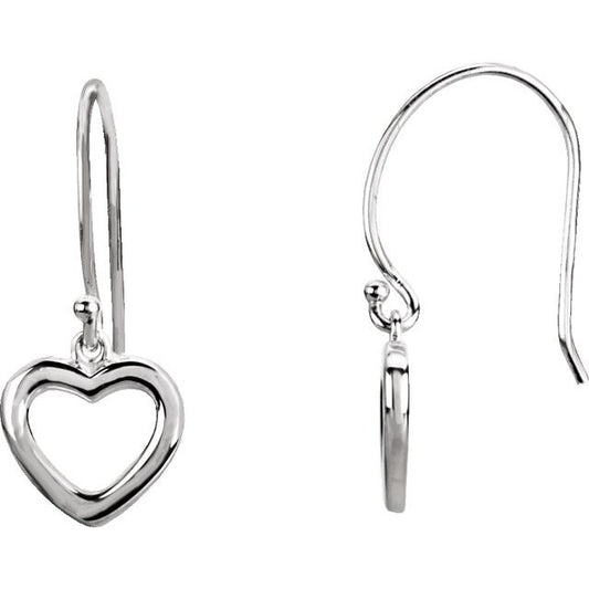 14K White Gold Pair Backless Polished Heart Earrings