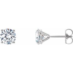 14K White Gold Round 6.3Mm Vs, F+ 2 Ctw Lab-Grown Diamond 4-Prong Stud Friction Back Earrings