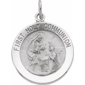Sterling Silver 18 Mm Polished First Communion Medal