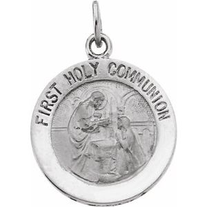 Sterling Silver 15 Mm Polished First Communion Medal
