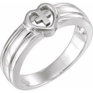 Continuum Sterling Silver Heart & Cross Ring Size 7