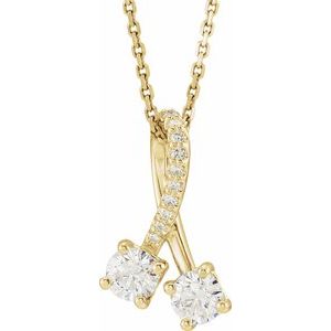 14K Yellow Gold Round 4Mm G-H I1 1/2 Ctw Natural Diamond Freeform Necklace, Length: 18 In
