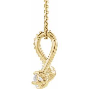 14K Yellow Gold Round 4Mm G-H I1 1/2 Ctw Natural Diamond Freeform Necklace, Length: 18 In
