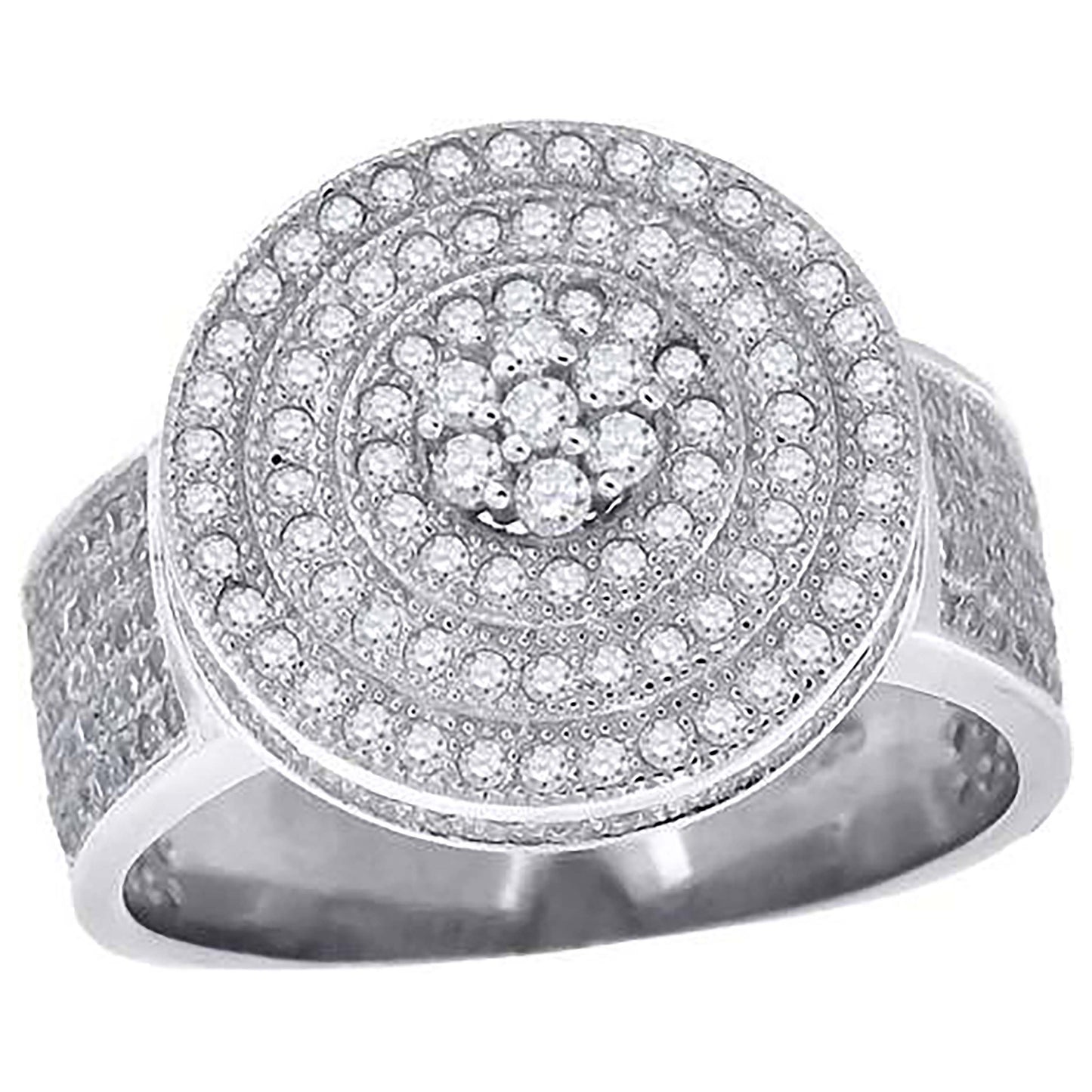 Sterling Silver Mens Cubic-Zirconia Round Head Fashion Bridal Anniversary Wedding Engagement Band Ring
