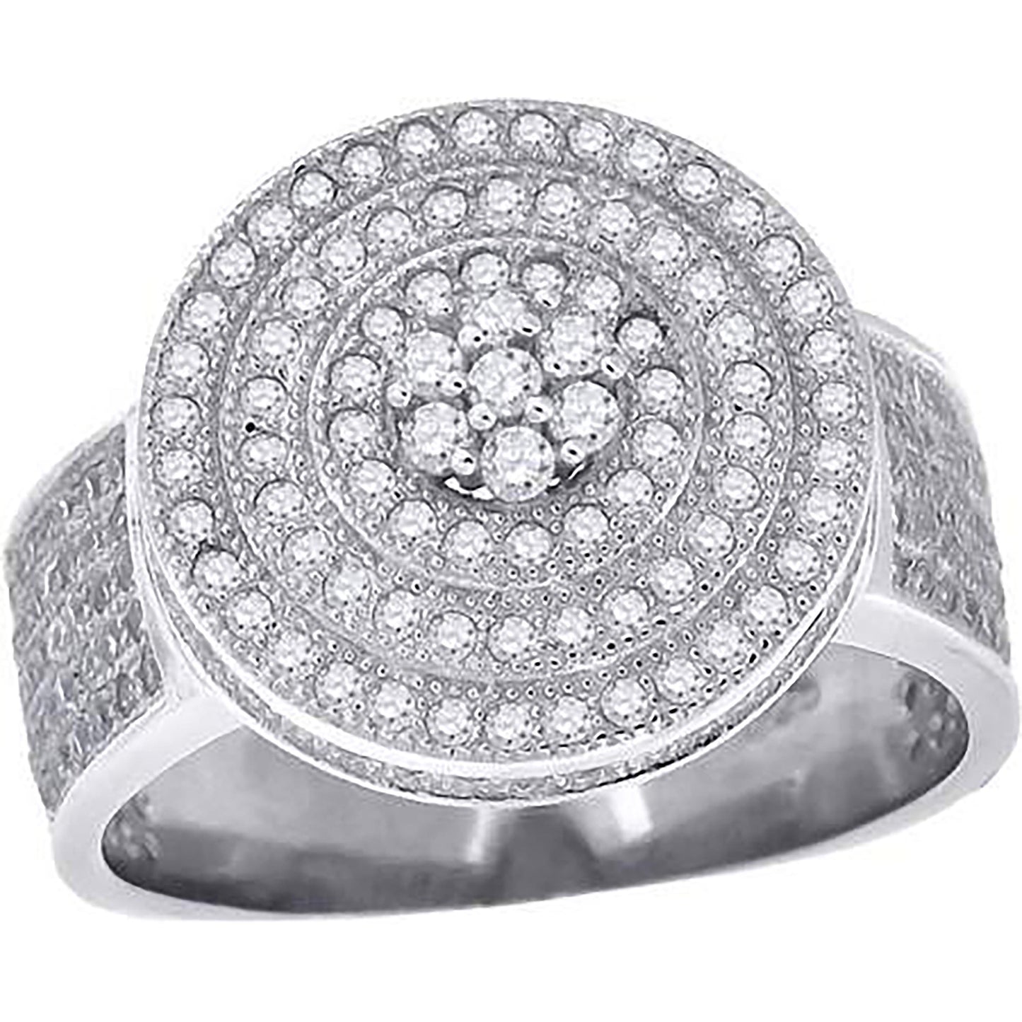 Sterling Silver Mens Cubic-Zirconia Round Head Fashion Bridal Anniversary Wedding Engagement Band Ring