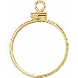 14K Yellow Gold 19 Mm Screw Top Polished Coin Edge Coin Frame Bezel Pendant