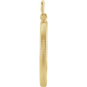 14K Yellow Gold 19 Mm Screw Top Polished Coin Edge Coin Frame Bezel Pendant